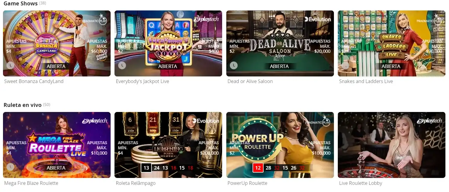 Goza en los casinos en vivo juegos de casino